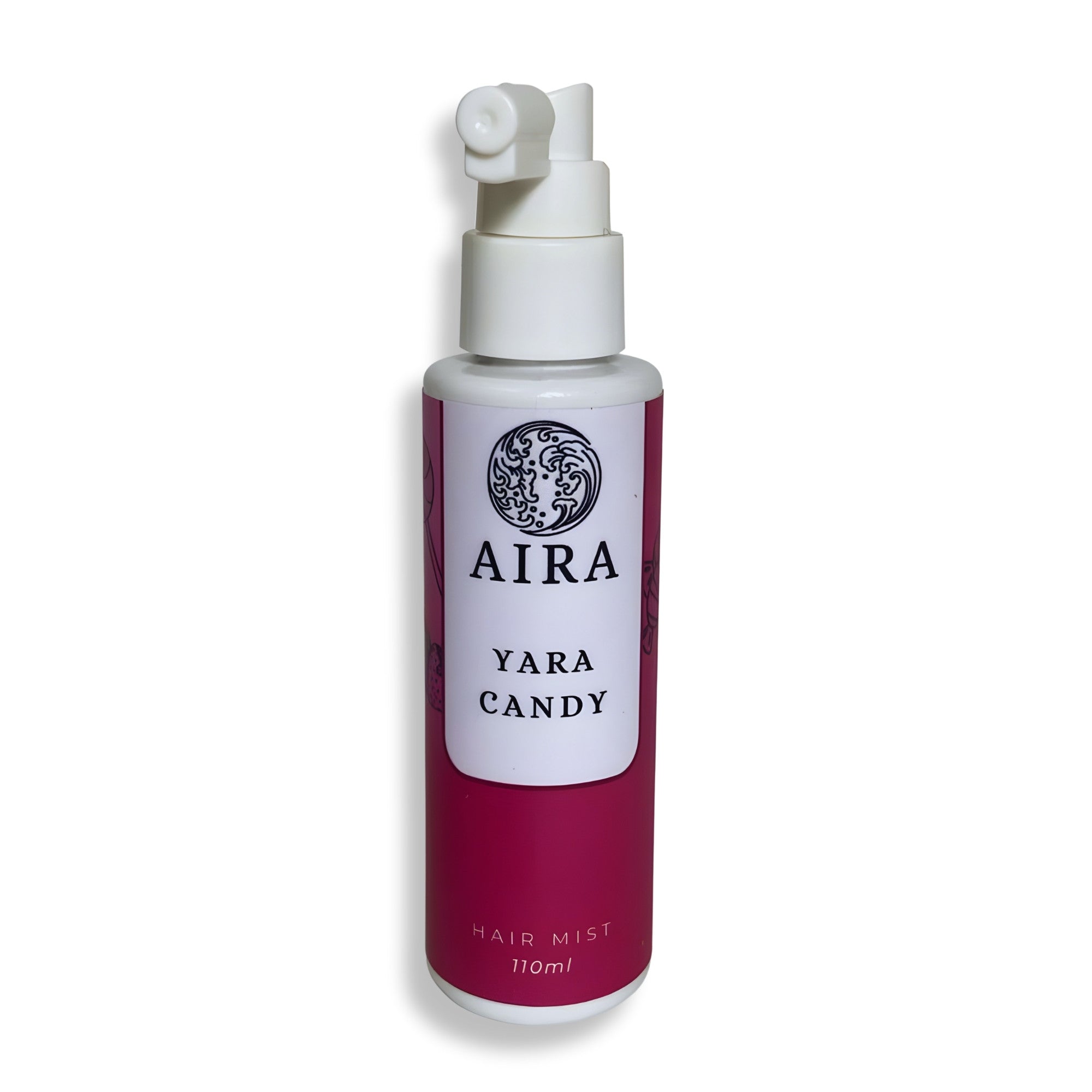 Hair mist bottle labeled 'AIRA Yara Candy' on a white background