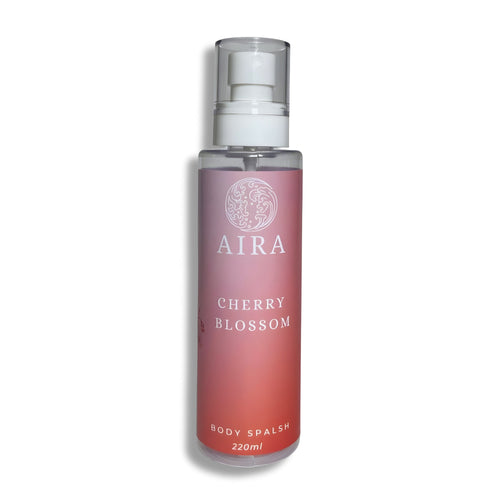Aira Cherry Blossom body splash bottle on a white background
