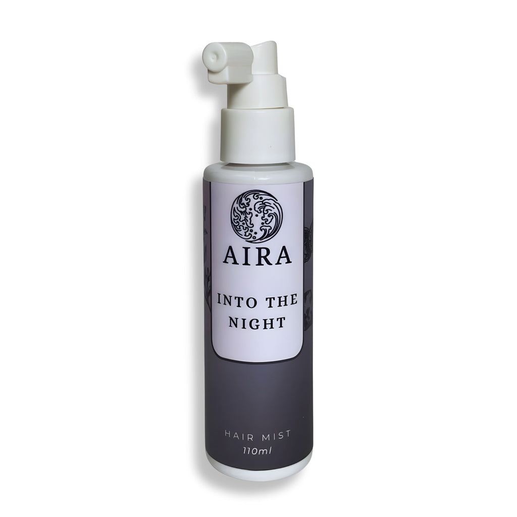 Hair mist bottle Into the night 'AIRA Into the Night' on a white background