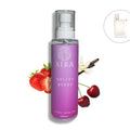 AIRA Velvet Berry body splash with strawberries, cherries, and vanilla bean on a white background dupe Burberry Her
