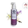 Aira hair mist bottle with flowers on a white background