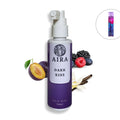 Aira Dark Kiss hair mist bottle with ingredients on a white background