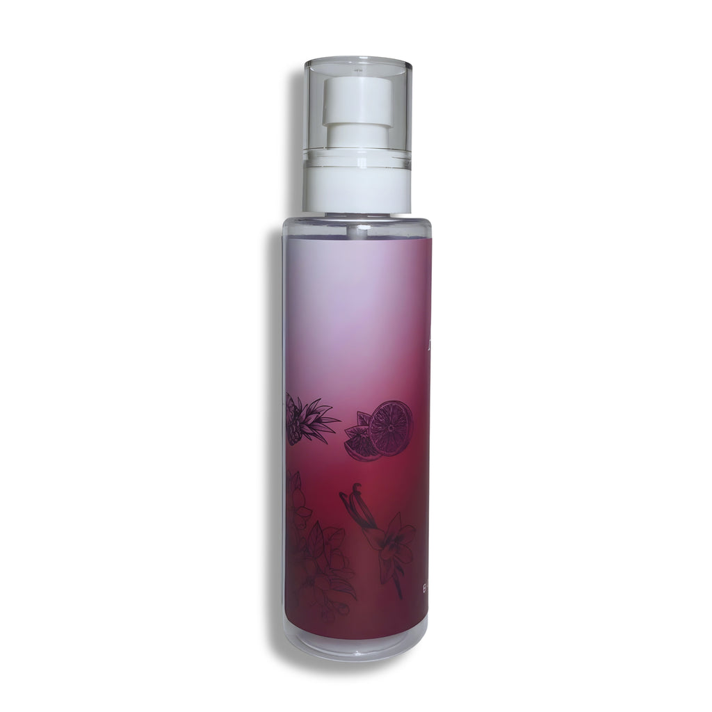 body splash bottle with a gradient design on a white background